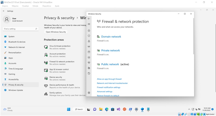 firewall ativado no windows 11